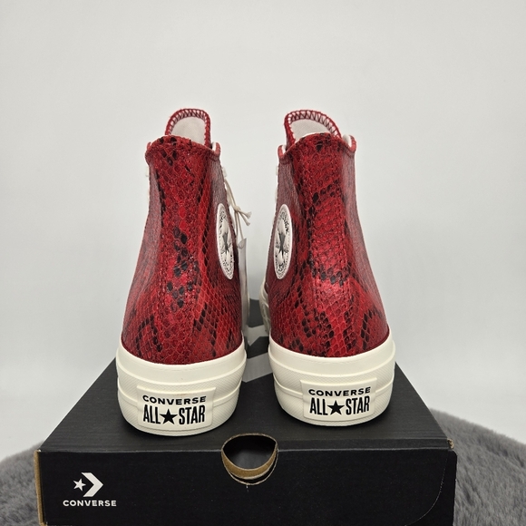 Chuck Taylor All Star Lift Platform High Snakeskin Red Women's Shoes Size 7 - Picture 4 of 8